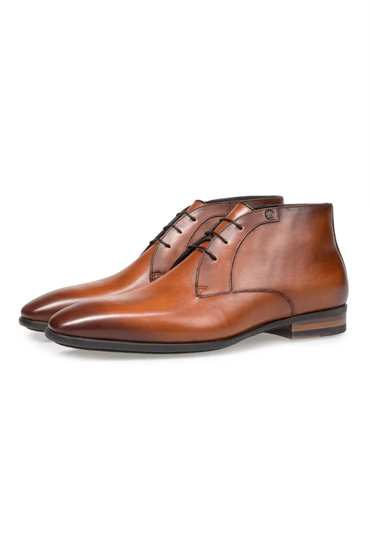 Floris van Bommel nette leren veterschoenen bruin effen