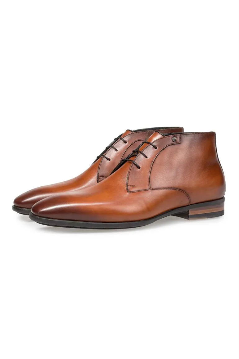 Floris van Bommel nette leren veterschoenen bruin effen