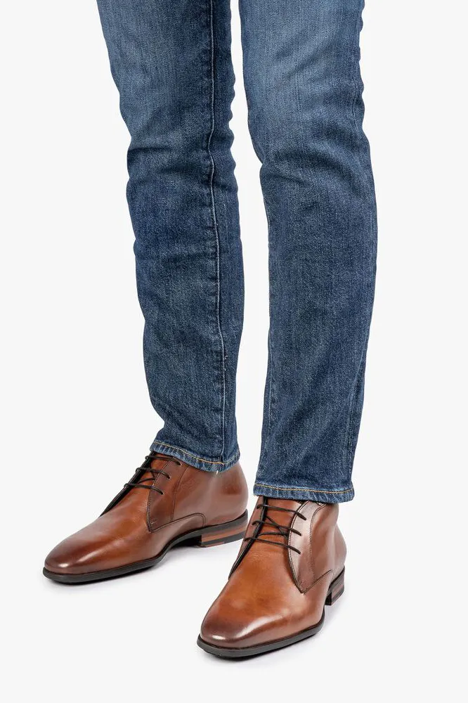 Floris van Bommel nette leren veterschoenen bruin effen