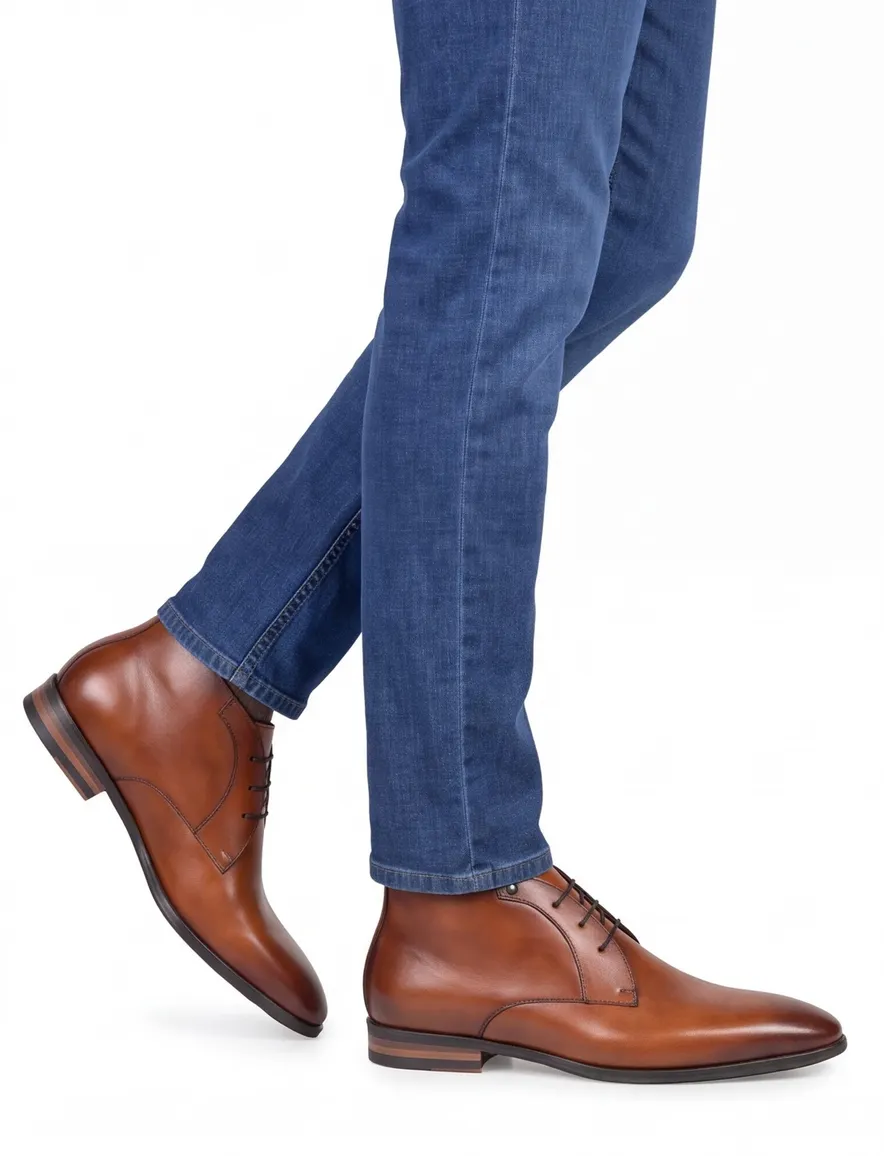 Floris van Bommel nette leren veterschoenen bruin effen