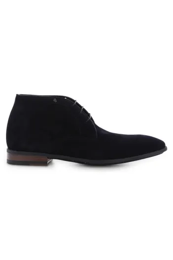 Floris van Bommel Floris van Bommel nette hoge veterschoenen donkerblauw effen leer
