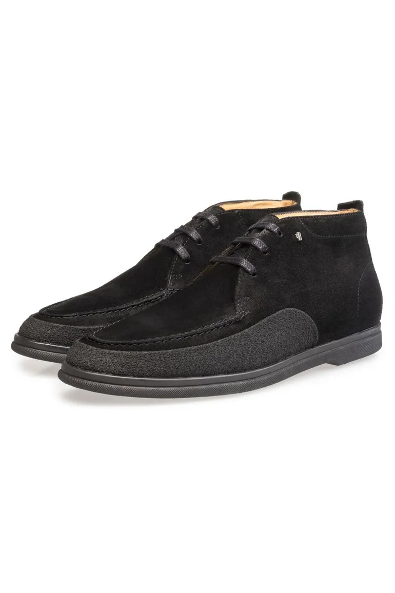 van Bommel veterschoen zwart suede veters