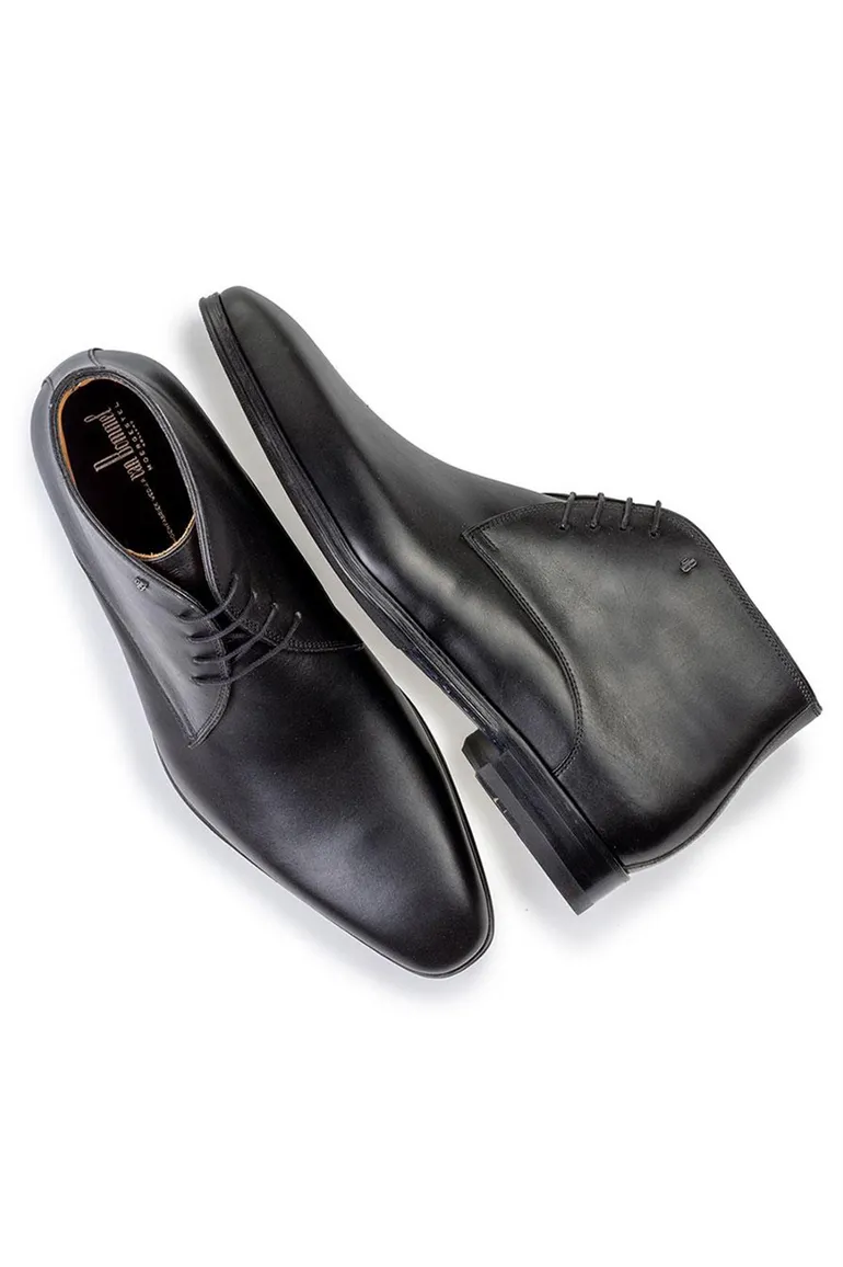 Floris van Bommel veterschoenen zwart effen leer hoog model