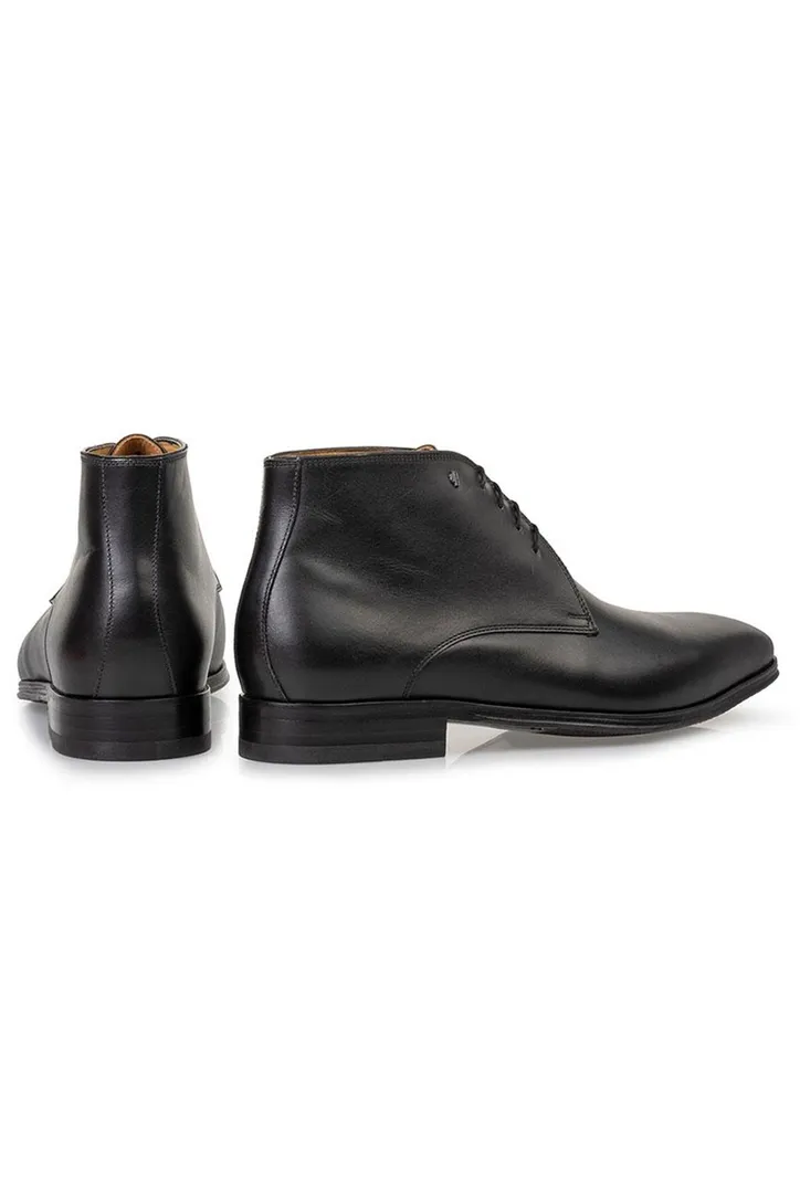 Floris van Bommel hoge veterschoenen zwart effen leer