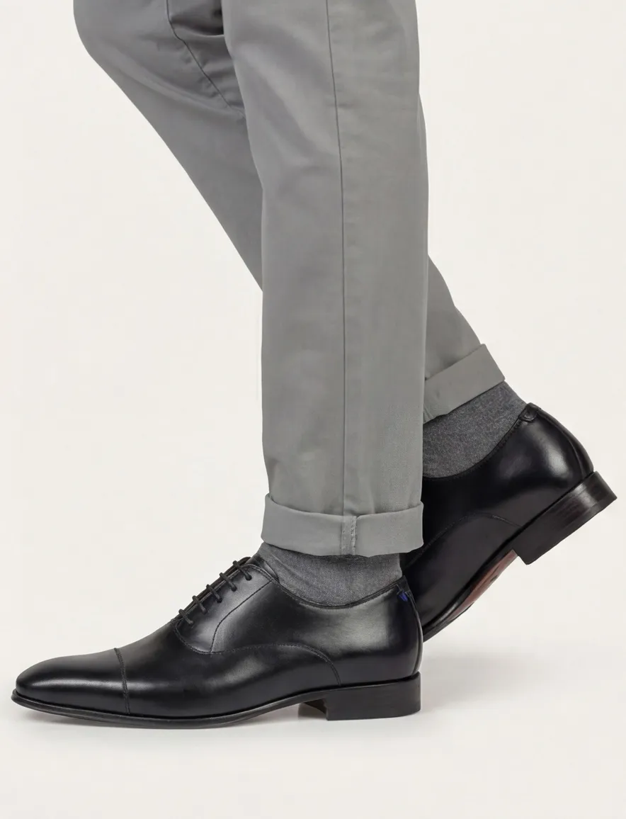 Floris Dressed zwart leer heren veterschoen