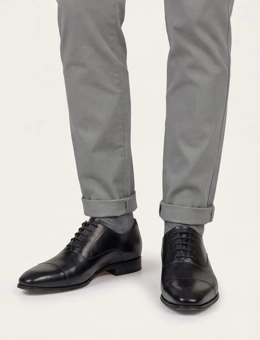Floris van Bommel veterschoenen zwart effen leer en rubber