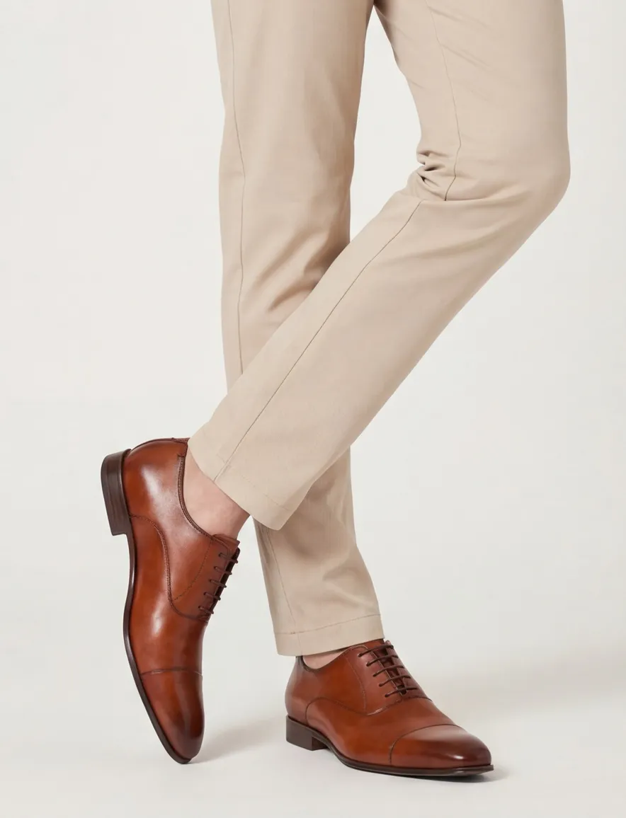 Floris van Bommel nette veterschoenen kalfsleer bruin effen