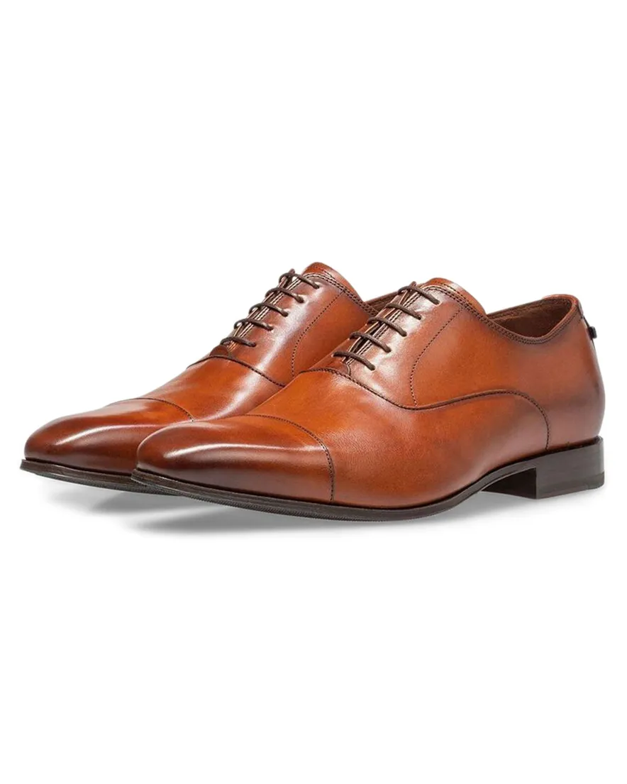 Floris van Bommel nette veterschoenen kalfsleer bruin effen