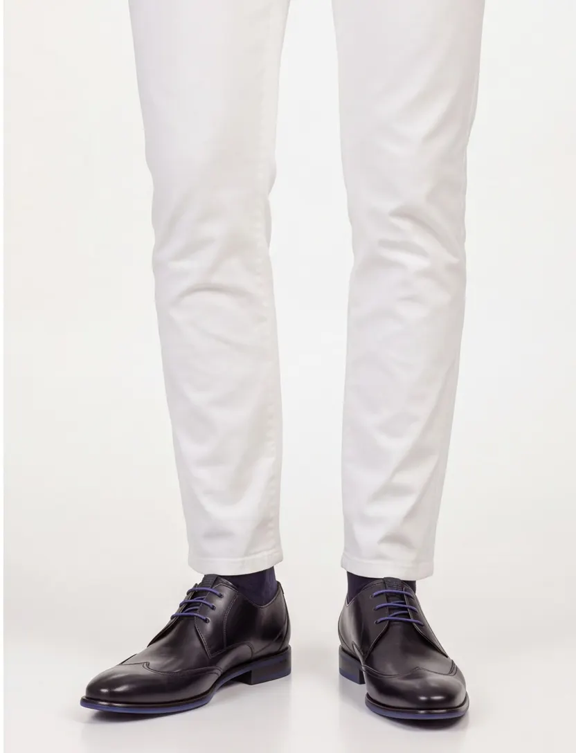 Floris van Bommel nette veterschoenen zwart met blauw detail