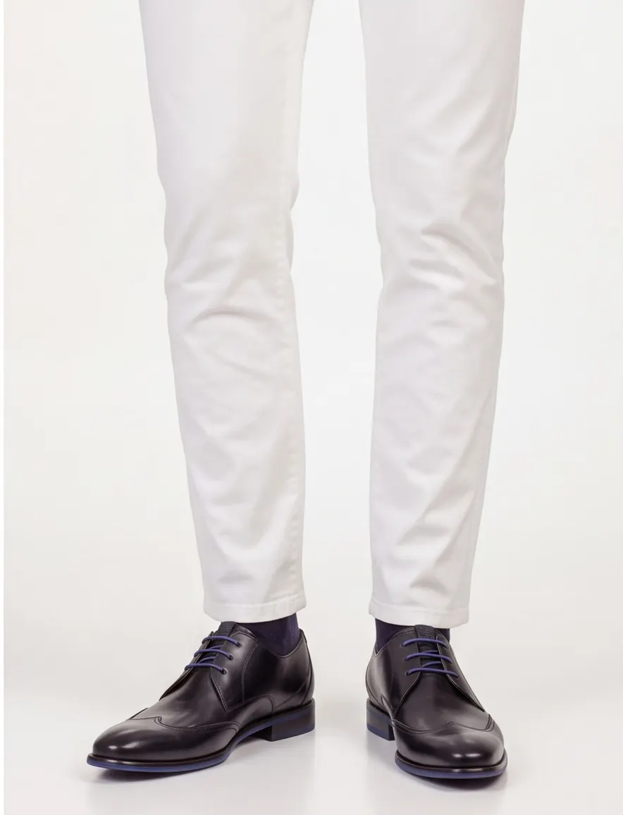 Floris van Bommel nette veterschoenen zwart met blauw detail