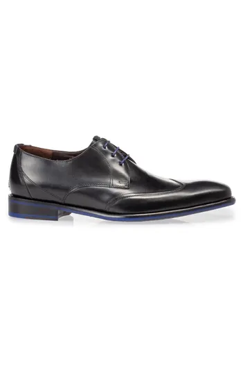 Floris van Bommel Floris van Bommel nette veterschoenen zwart met blauw detail