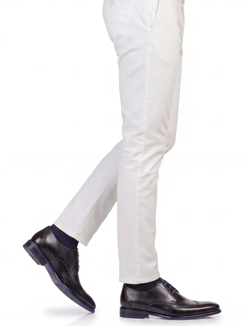 Floris van Bommel nette veterschoenen zwart met blauw detail