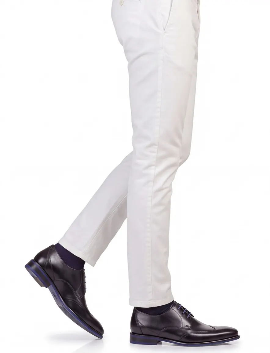 Floris van Bommel nette veterschoenen zwart met blauw detail