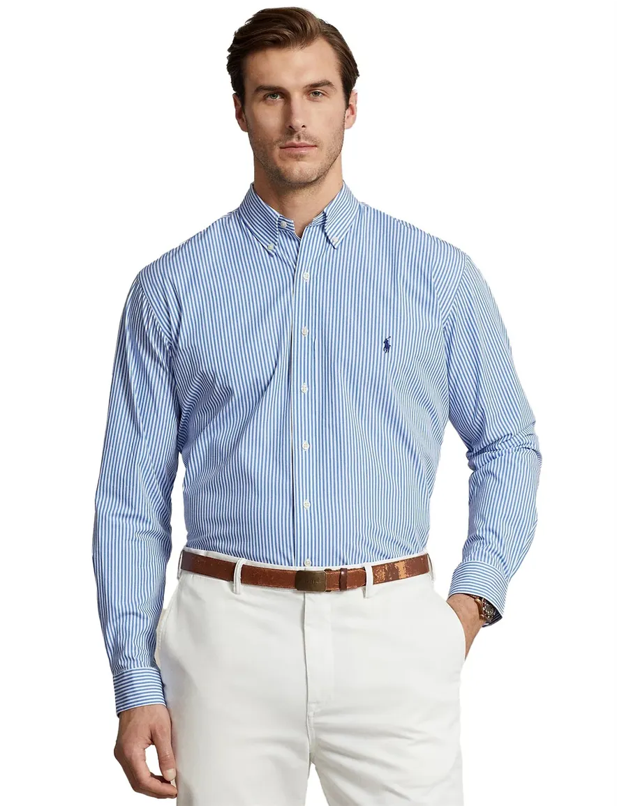 Polo Ralph Lauren overhemd blauw Big & Tall stretch