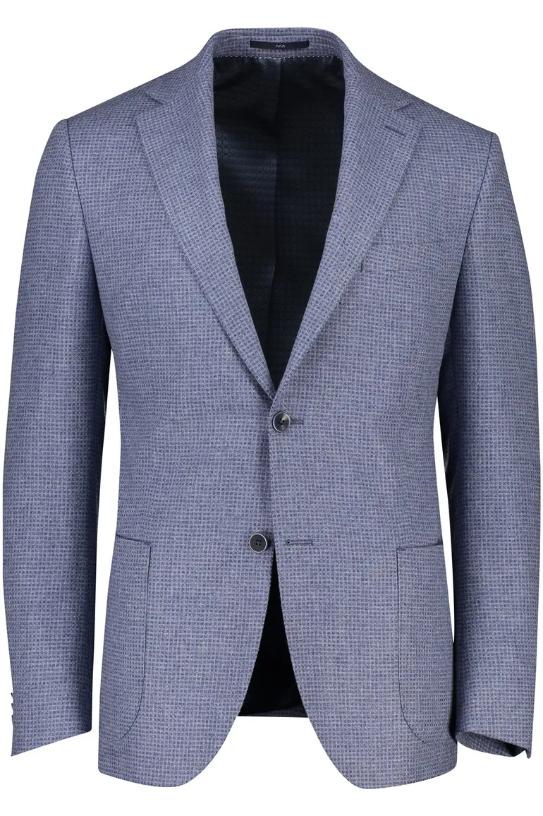 Dressler lichtblauw colbert steekzakken shaped fit wol