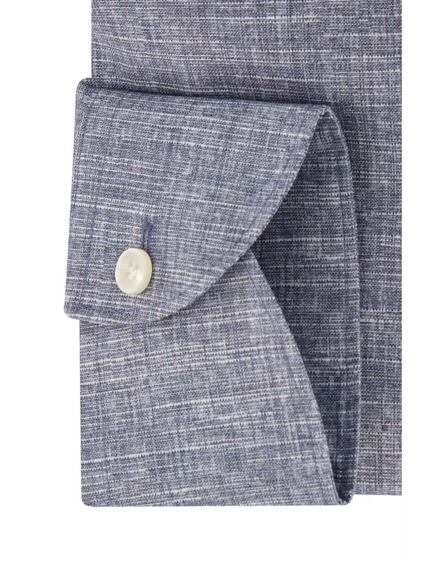 John Miller slim fit overhemd blauw geprint katoen