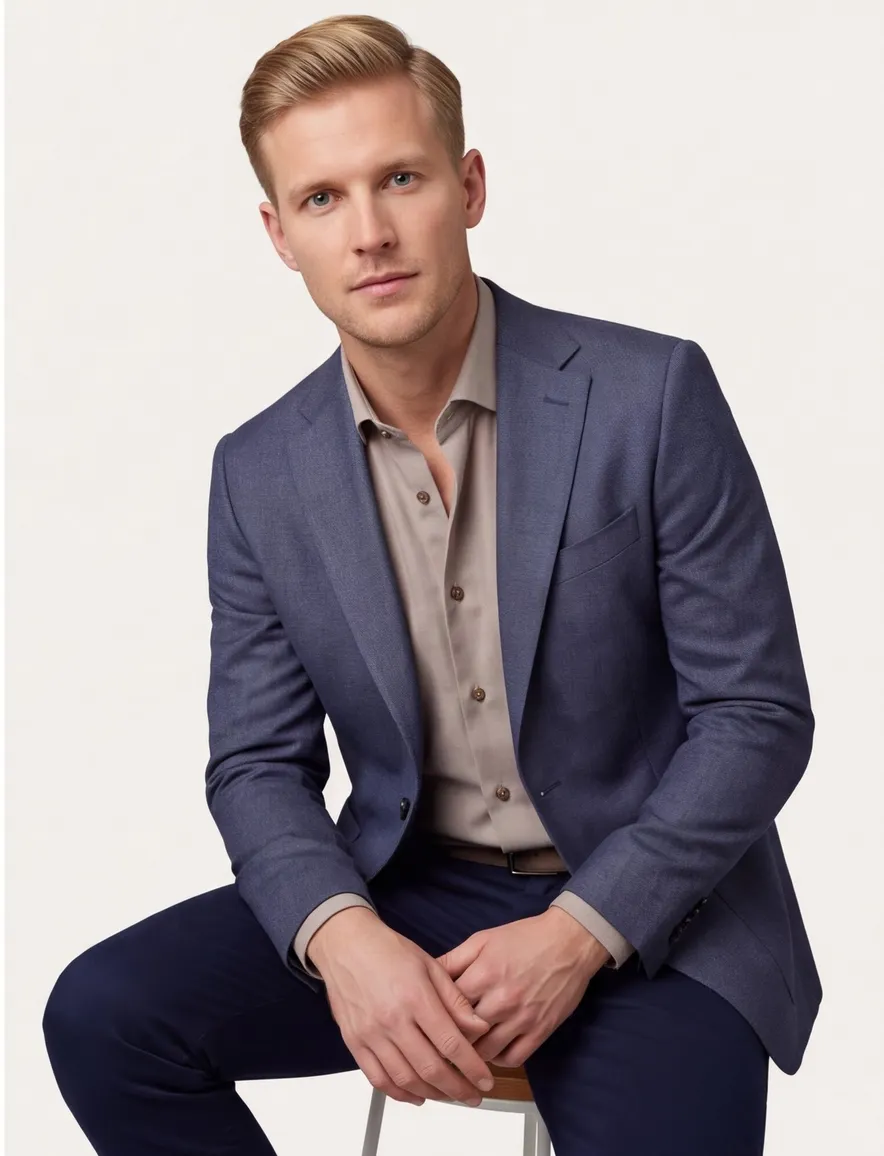Dressler navy colbert normale fit shaped fit wol