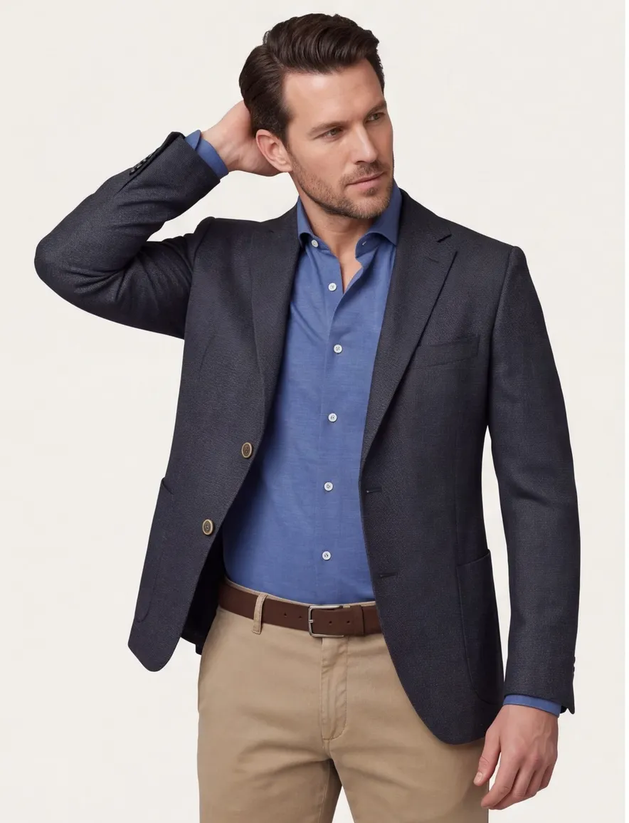 Dressler navy colbert wol shaped fit