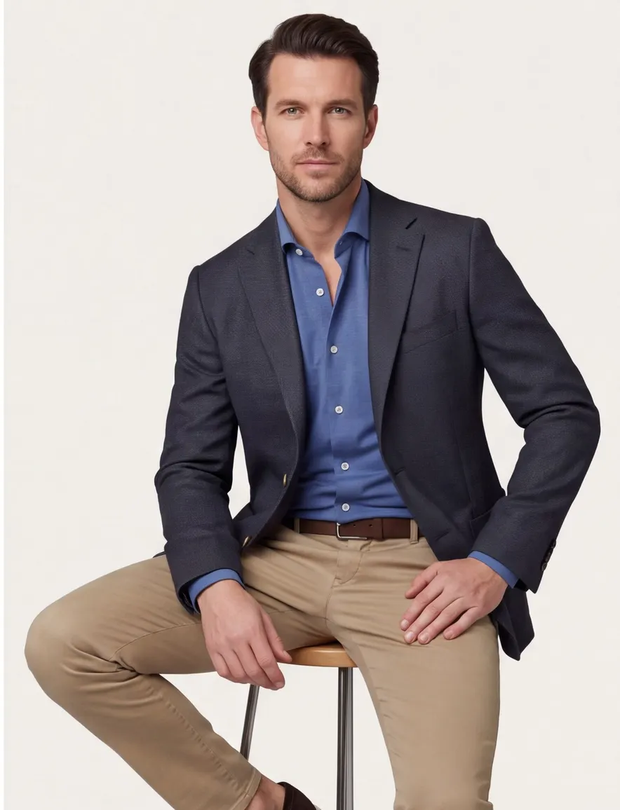 Dressler navy colbert wol shaped fit