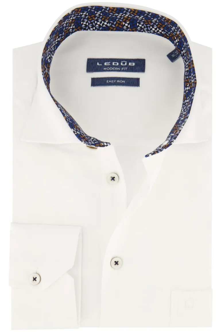 Ledub overhemd wit katoen modern fit
