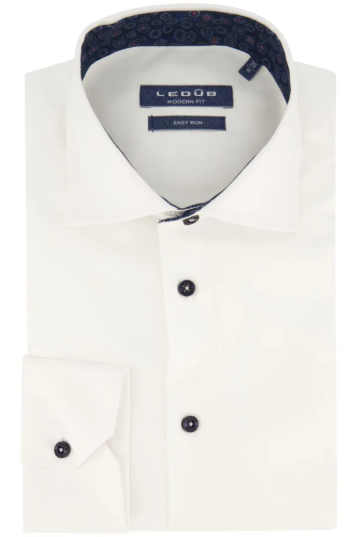 Ledub easy iron overhemd Modern Fit wit katoen