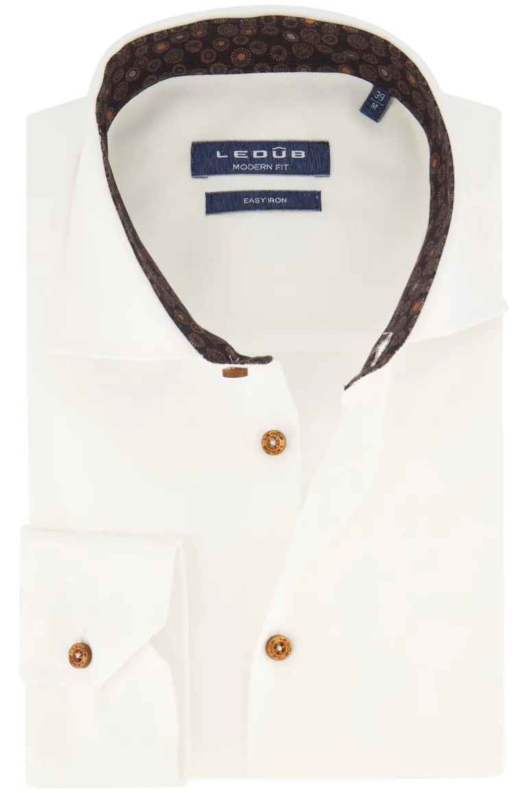 Ledub Overhemd spierwit modern fit