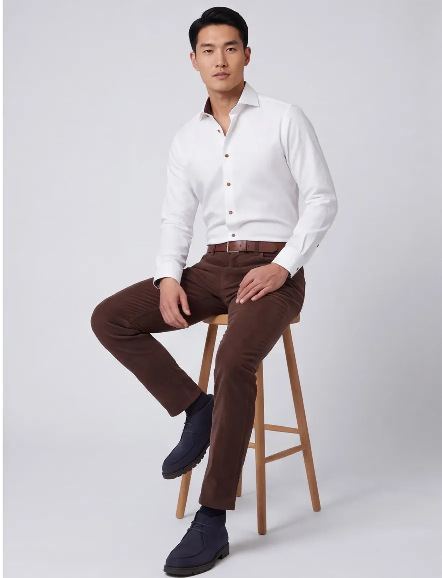 Ledub Overhemd spierwit modern fit