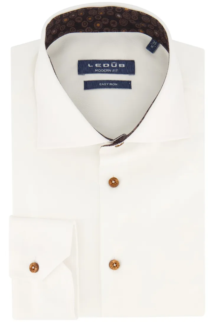 Ledub overhemd spierwit katoen modern fit