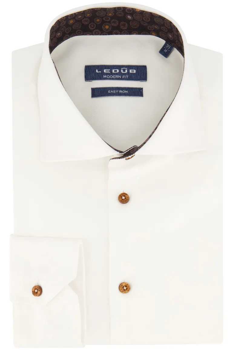 Ledub Overhemd spierwit modern fit