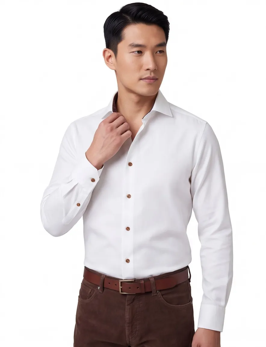 Ledub Overhemd spierwit modern fit