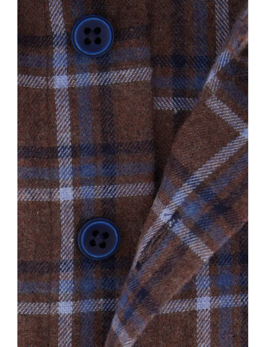 Portofino overhemd bruin regular fit