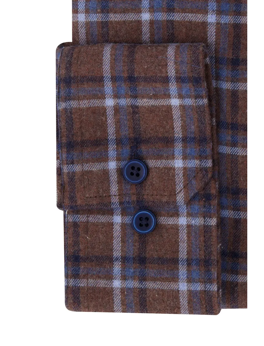 Portofino overhemd bruin regular fit