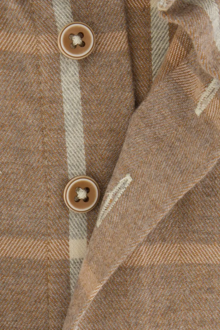 Portofino overhemd bruin geruit regular fit