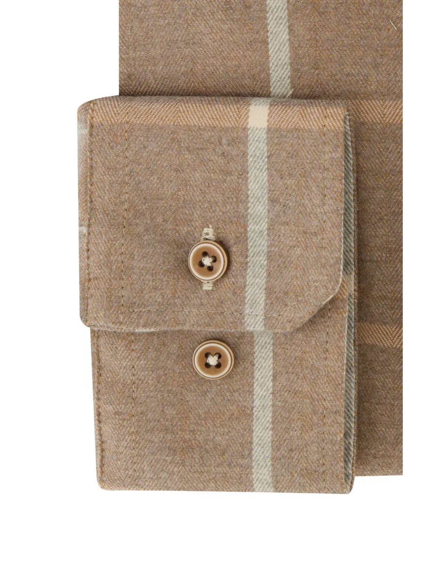 Portofino overhemd bruin ruit Regular Fit