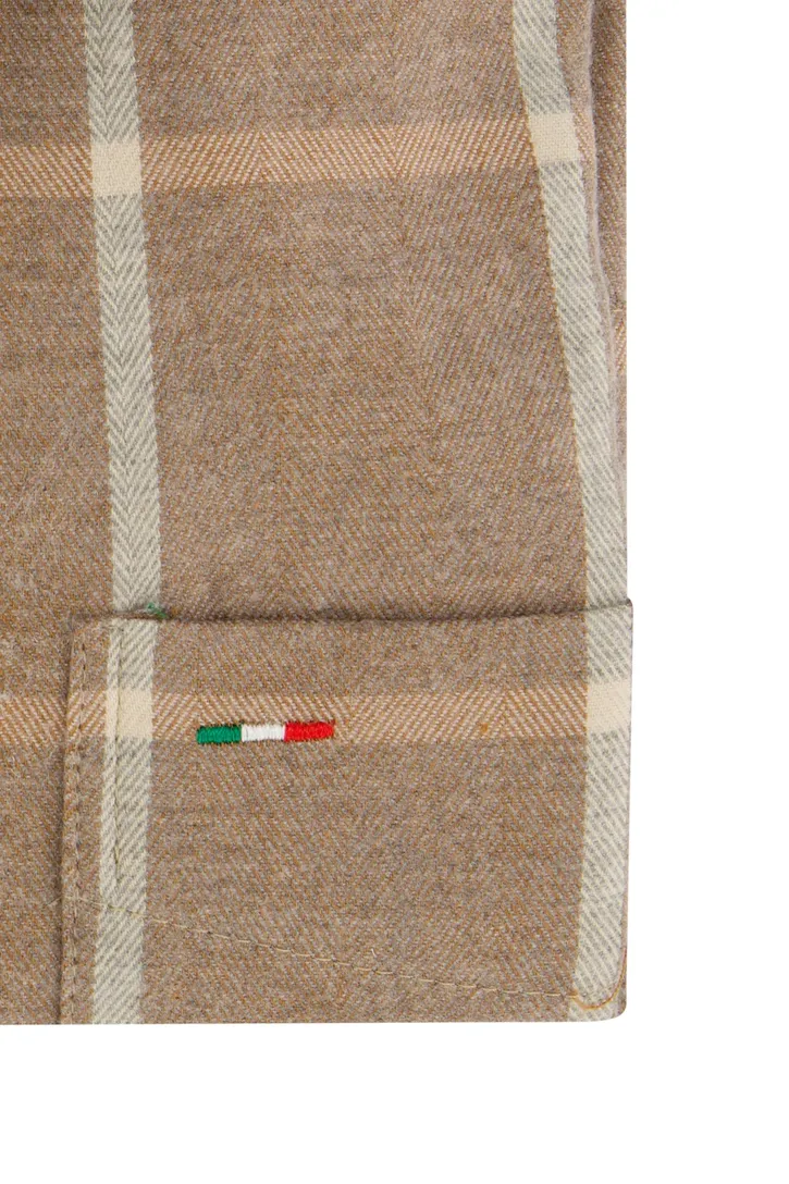 Portofino overhemd bruin geruit regular fit