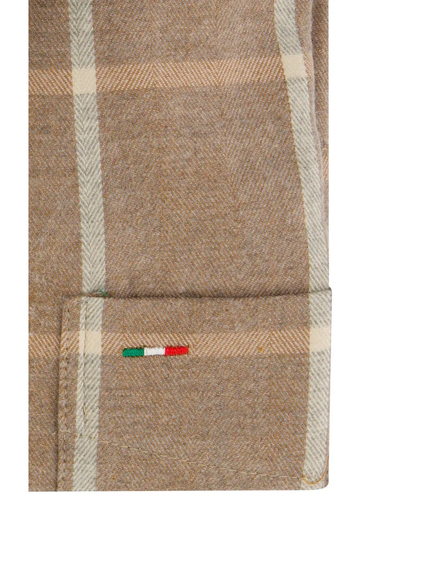 Portofino overhemd bruin ruit Regular Fit