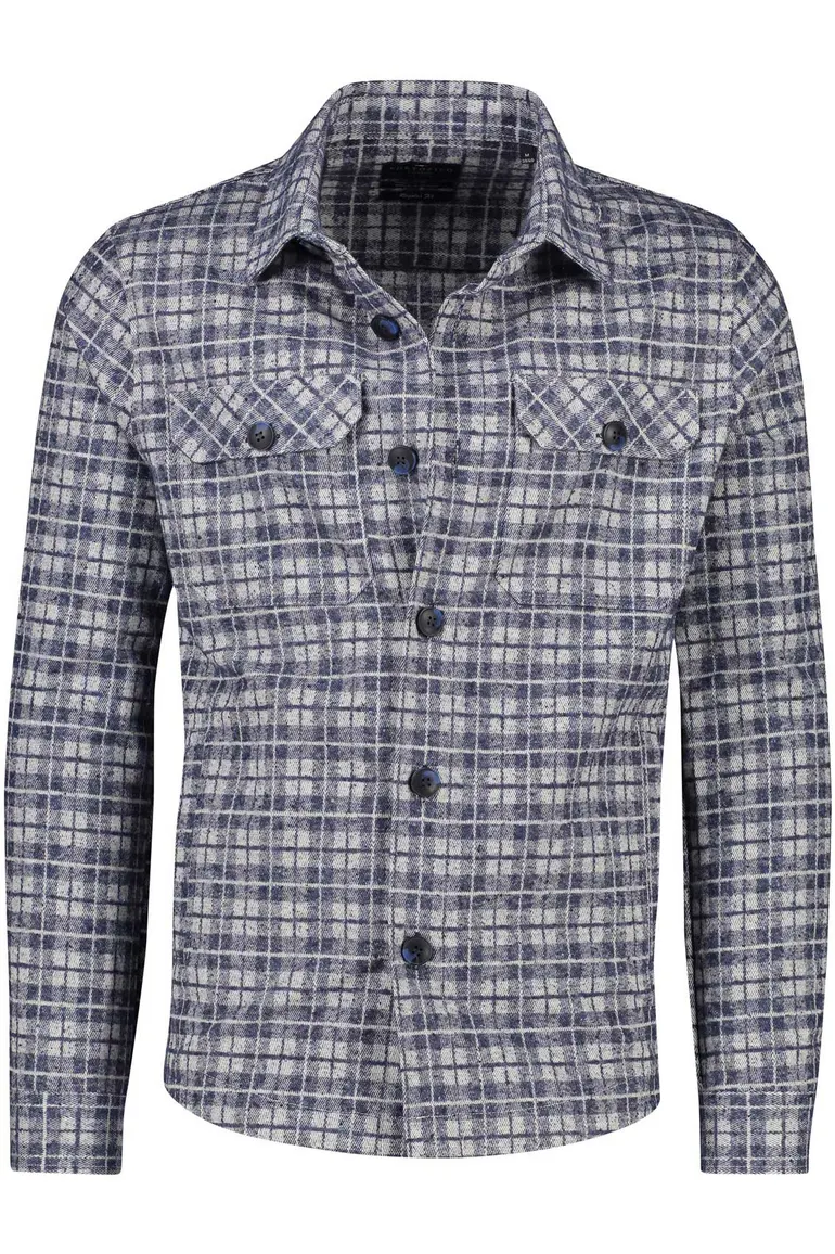 Portofino overshirt blauw regular fit geruit
