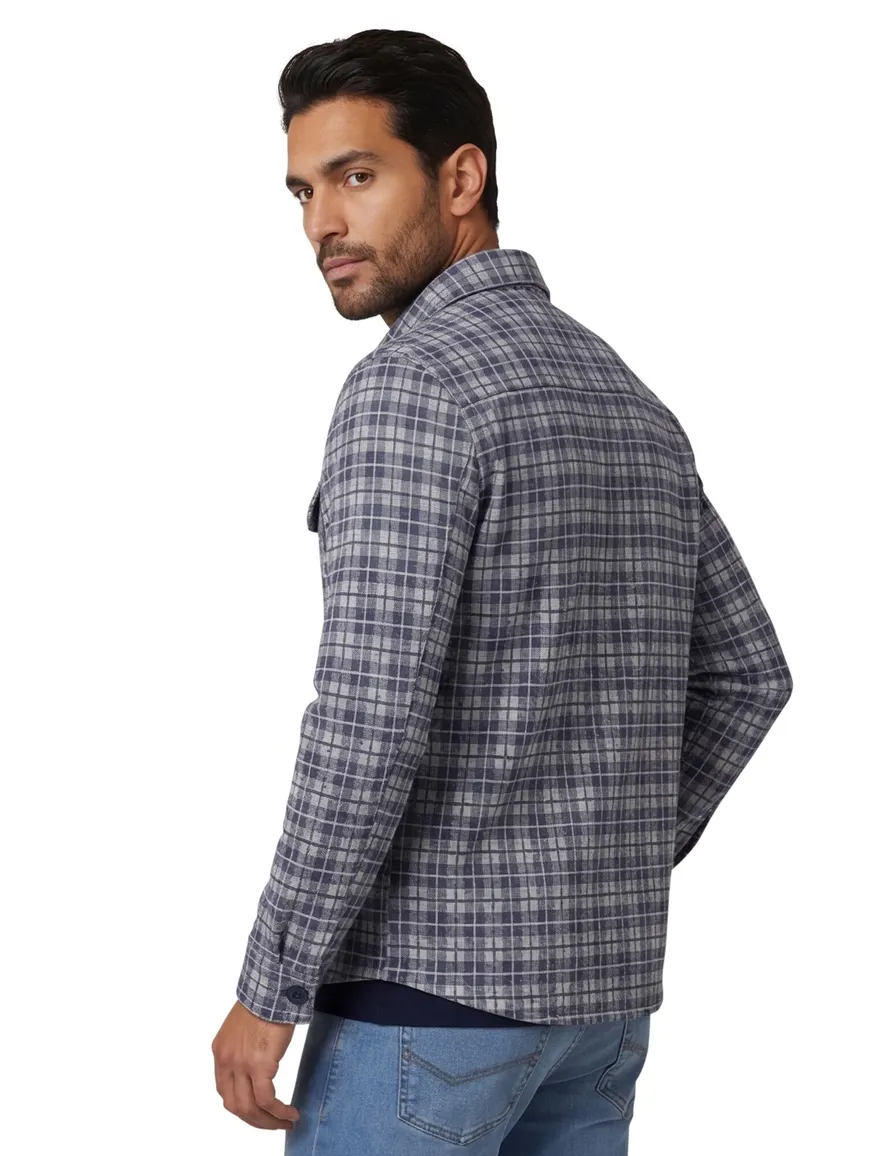 Portofino overshirt blauw regular fit geruit