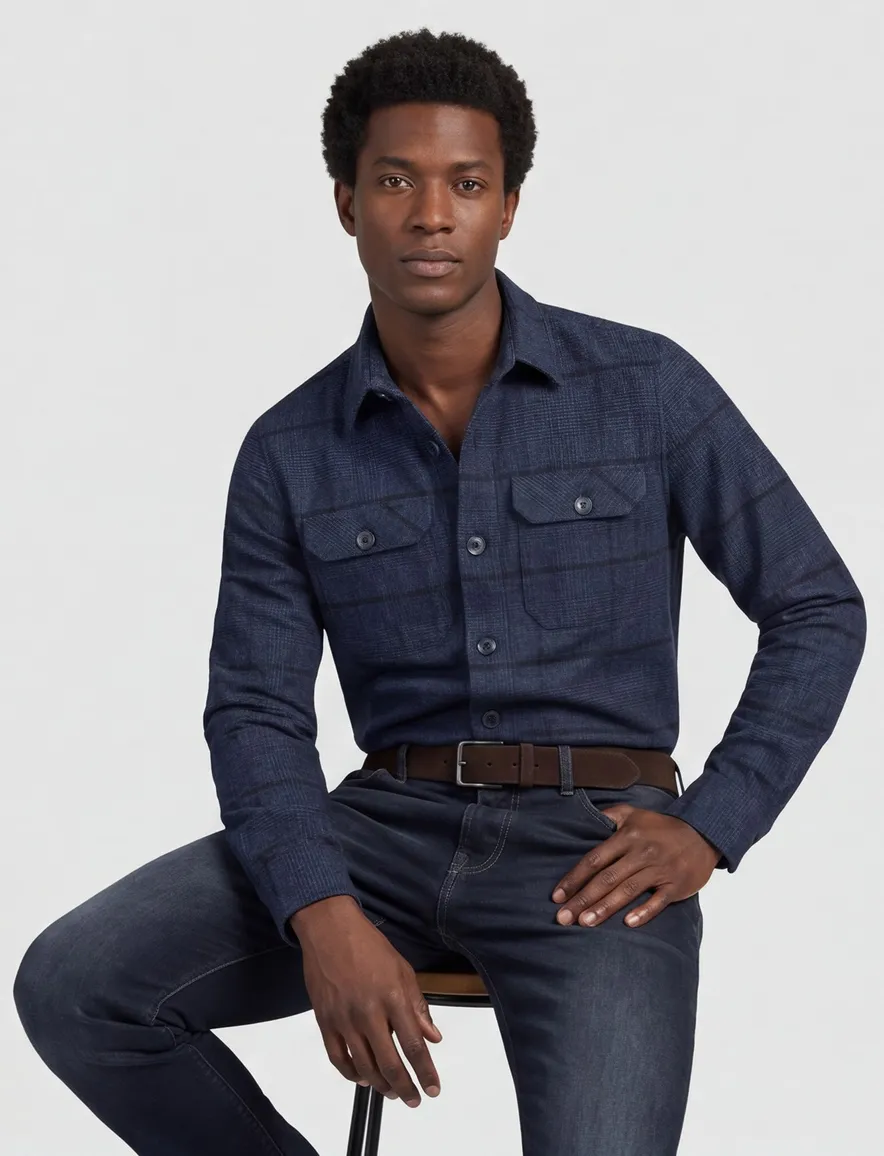 Portofino overshirt donkerblauw regular fit