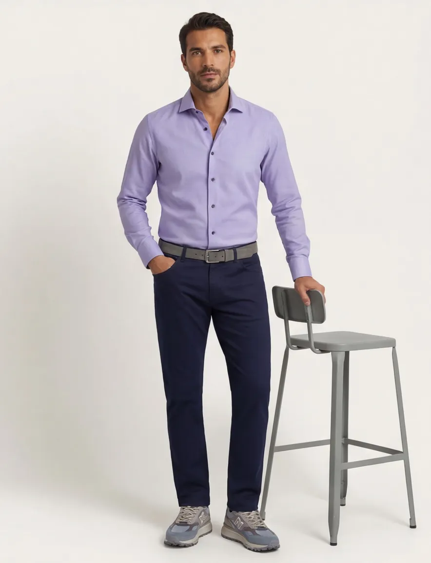 Ledub Overhemd blauw modern fit