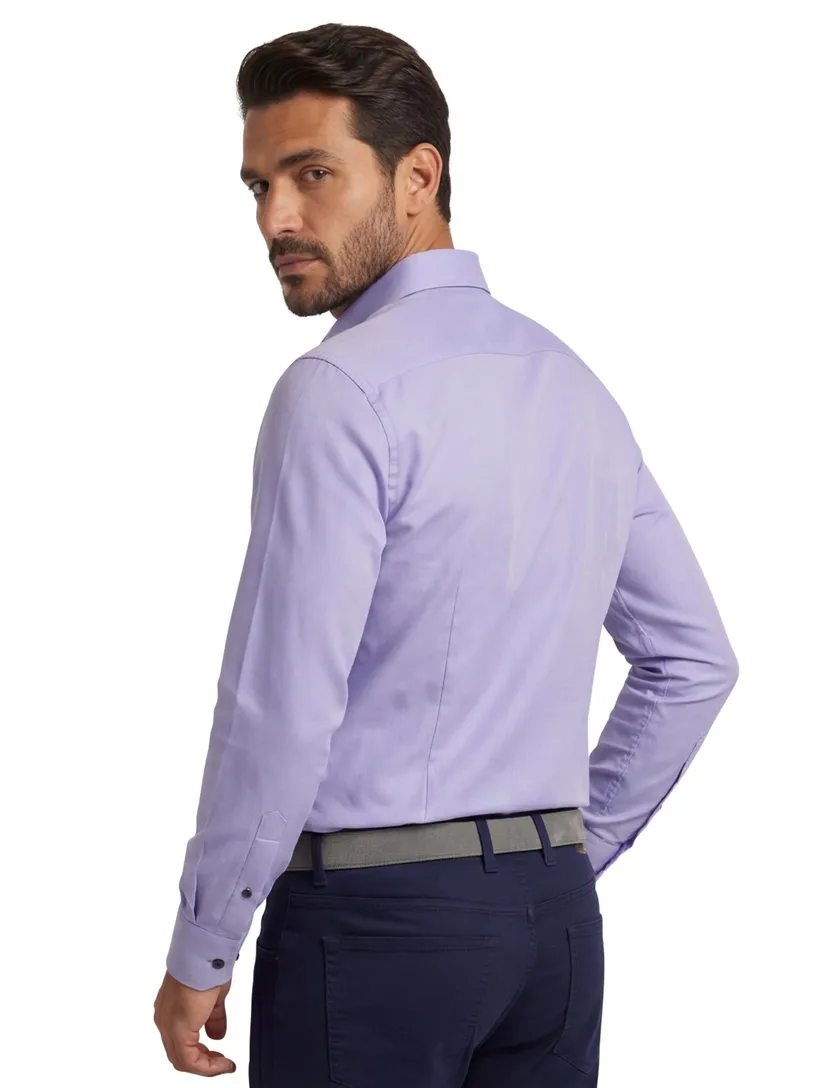Ledub overhemd blauw modern fit borstzak
