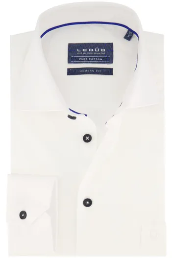 Ledub Ledub katoenen overhemd modern fit wit