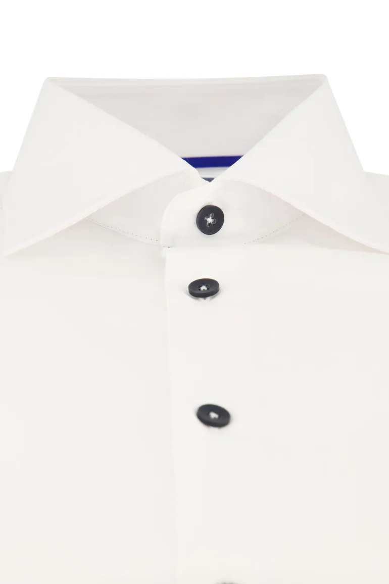 Ledub Overhemd wit modern fit effen