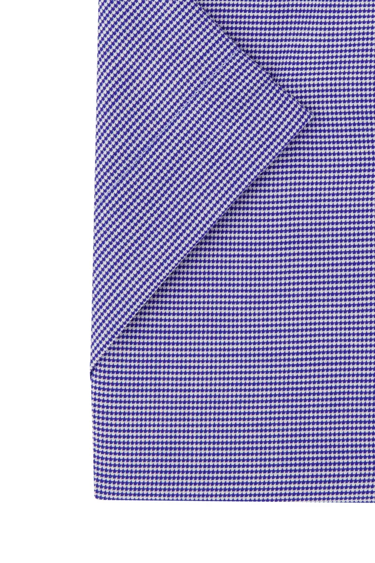 Korte mouw Eterna blauw gemêleerd overhemd comfort fit