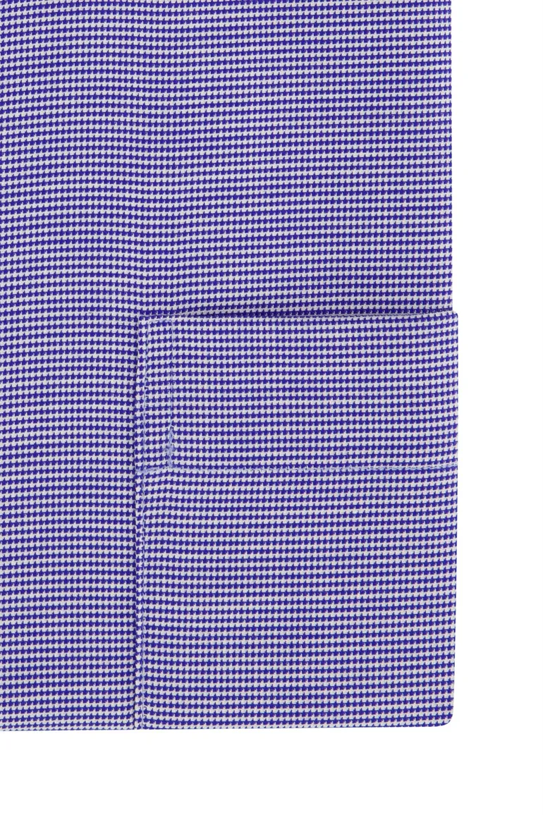 Korte mouw Eterna blauw gemêleerd overhemd comfort fit