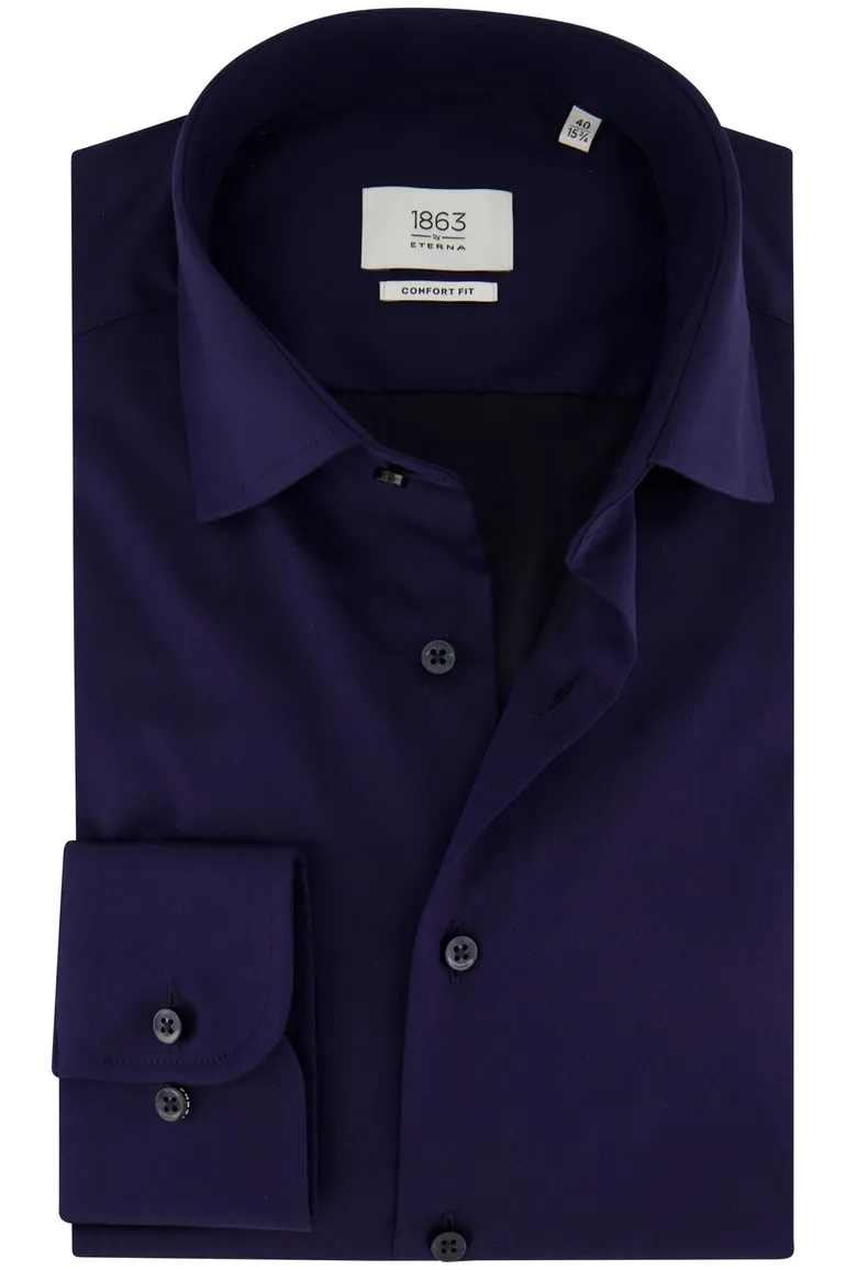 Eterna donkerblauw overhemd katoen comfort fit