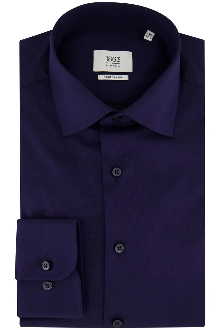 Eterna comfort fit overhemd donkerblauw katoen
