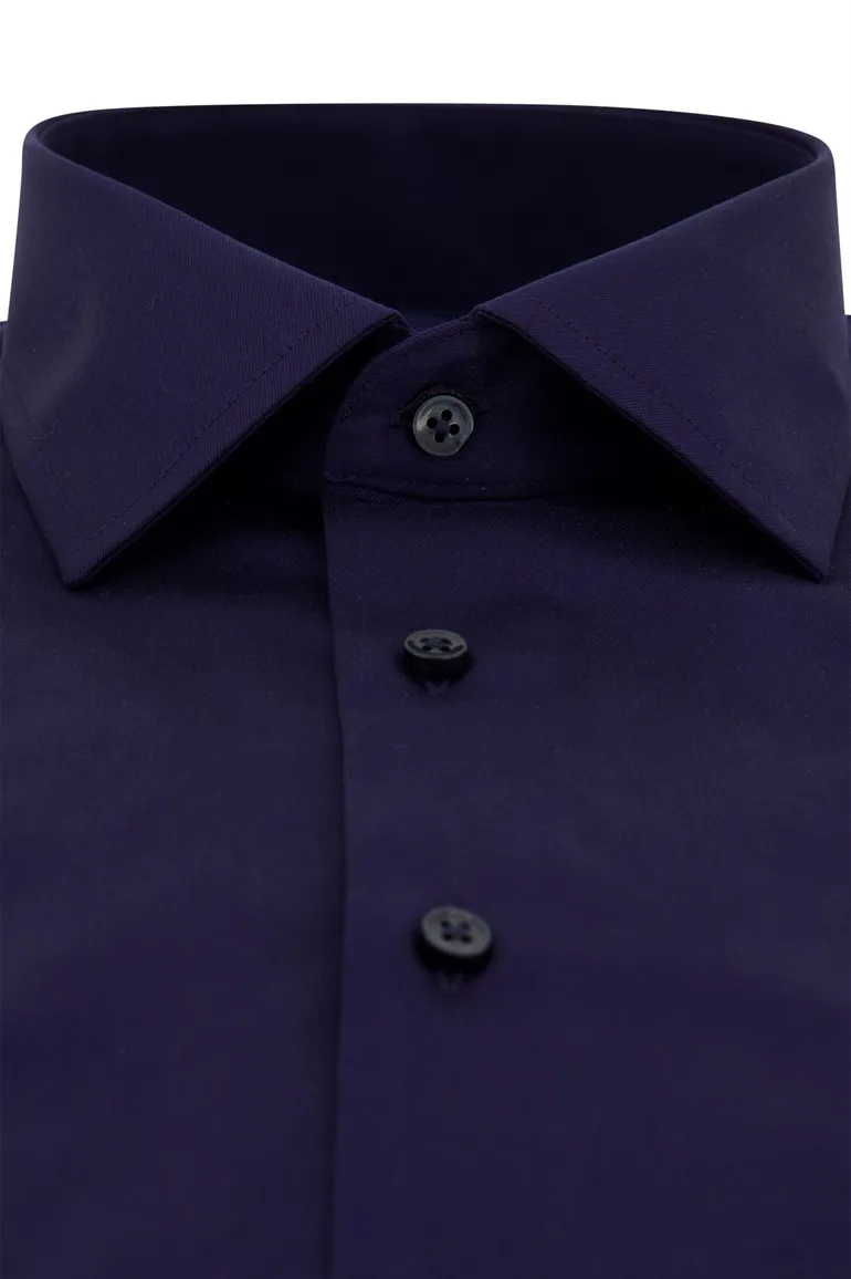 Eterna donkerblauw overhemd katoen comfort fit