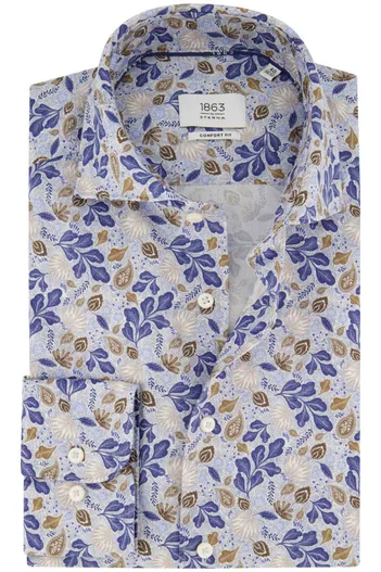 Eterna Eterna overhemd Comfort Fit blauw geprint katoen