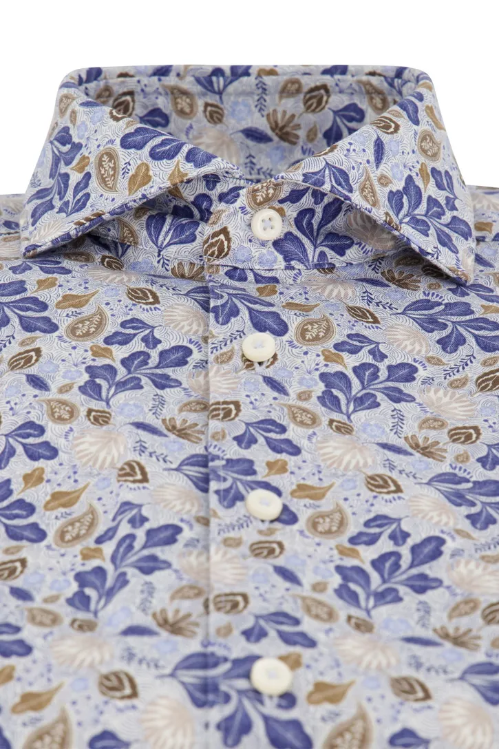 Eterna overhemd Comfort Fit blauw geprint katoen
